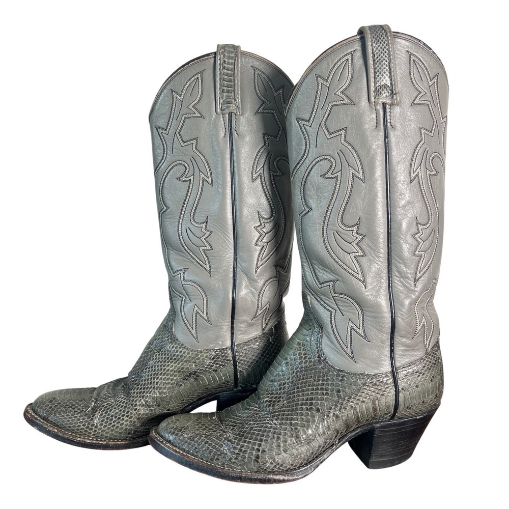 Dan Post Womens Gray Snakeskin Python Western Cow… - image 1
